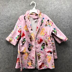 Disney Princess Plush Bathrobe Girls 4T Pink Lounge Sleepwear